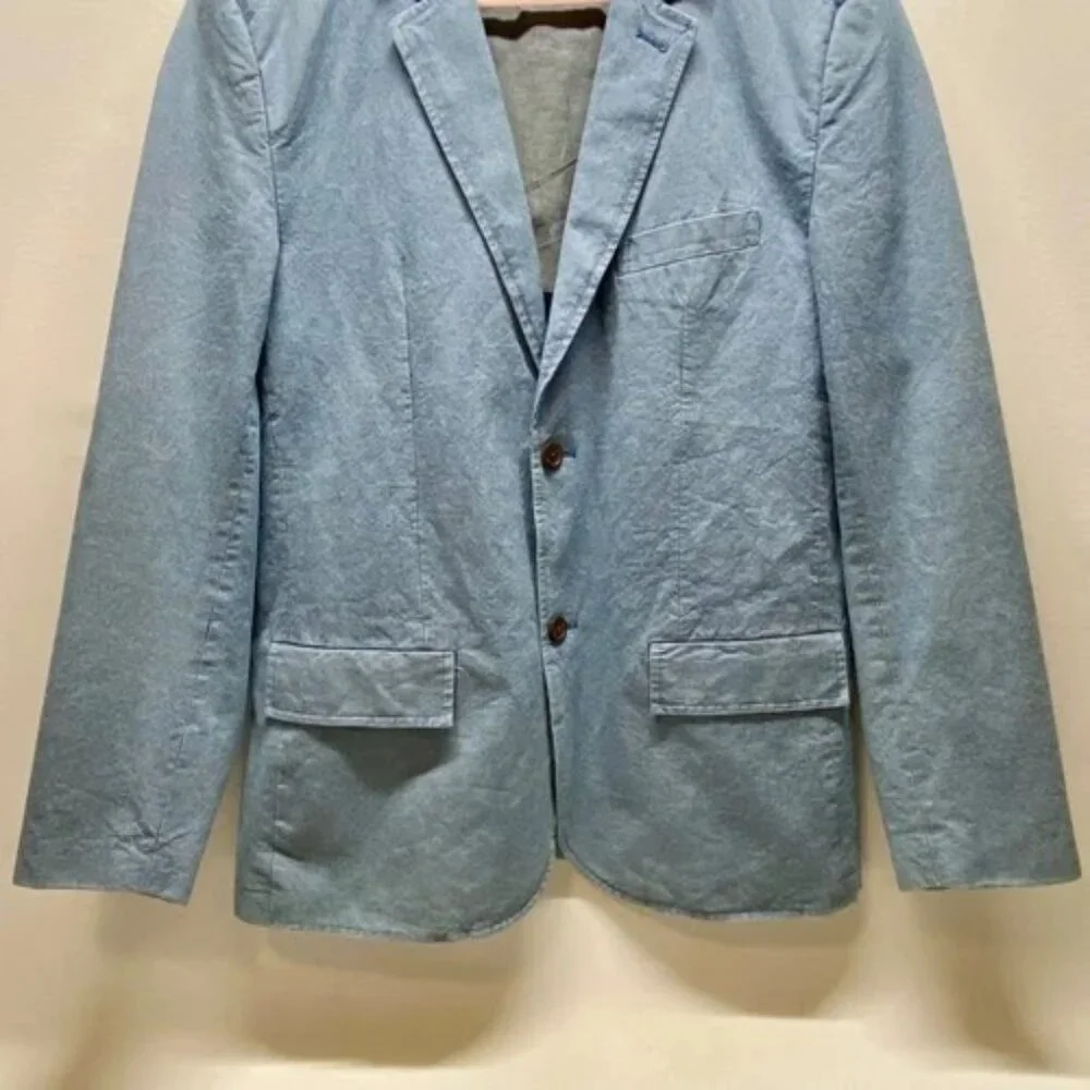 Jach's NY Sport Coat Men's Med Blue Denim 2 Button Faux Pockets Blazer MSRP $295
